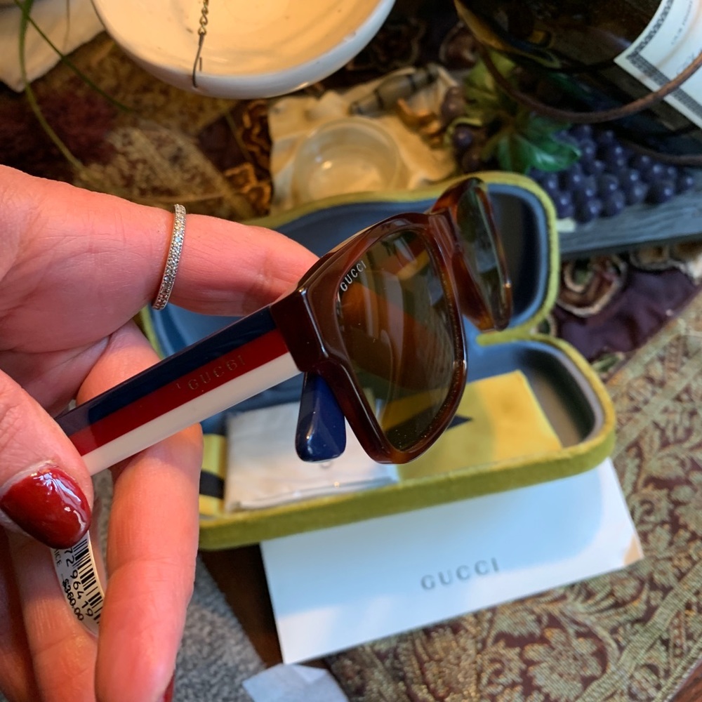 Authentic GUCCI 56 Rectangular Acetate logo UNISEX Sunglasses - Picture 13 of 14